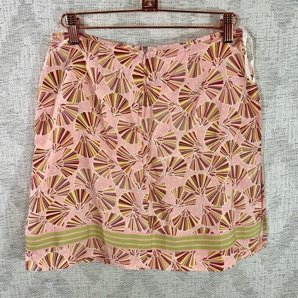 Anne Carson 100% silk pink fan printed mini skirt size 4 - Picture 7 of 8